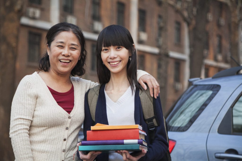 Mother and daughter preparing for college