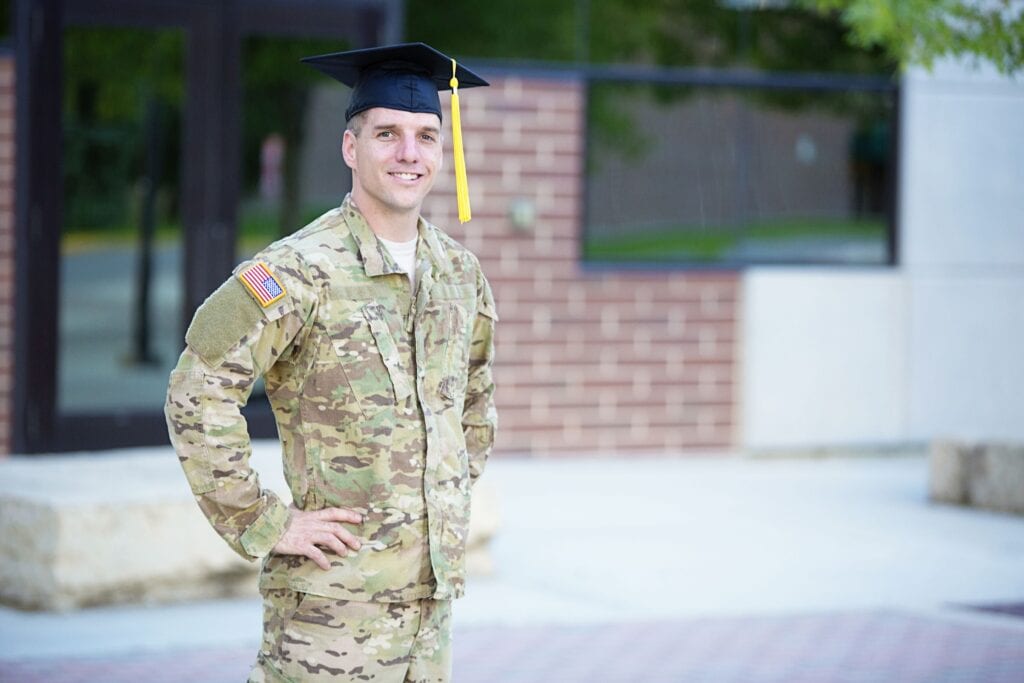 Military student smiling