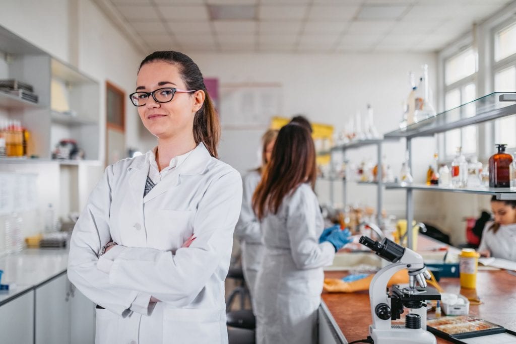 Female student in lab