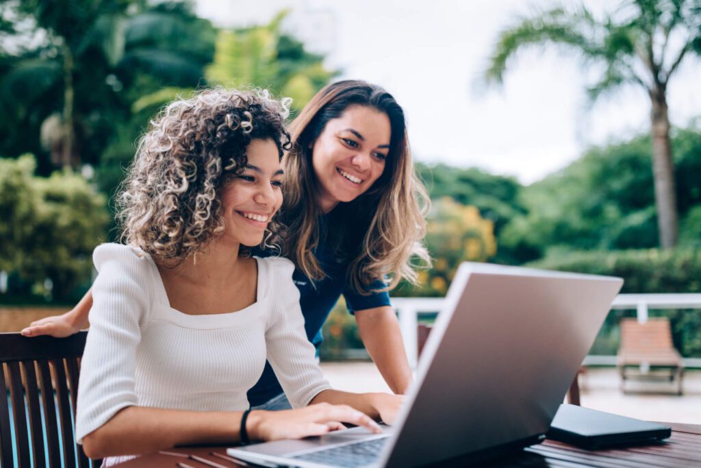 young female student completing student loan certification